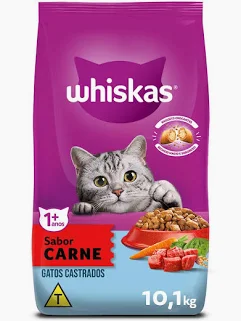 whiskas Ração Whiskas Para Gatos Adultos Castrados Sabor Carne - 10,1Kg