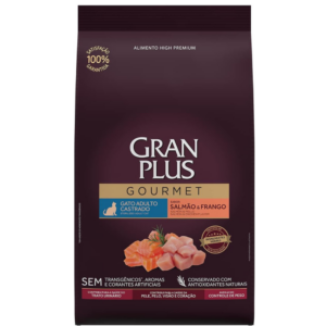 Ração GranPlus Gourmet Gatos Adultos Castrados Salmão e Frango 10,1kg