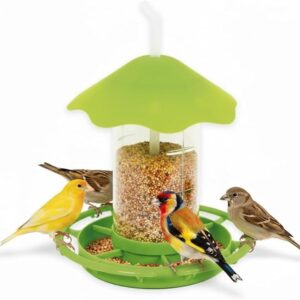 Comedouro Para Pássaros Livre Jardim Externo Pendurar Sementes Frutas Plástico Resistente Telhado Protetor Atrai Aves