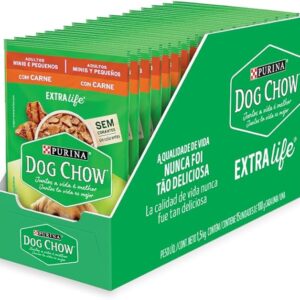 Pack Nestlé Purina Dog Chow Ração Úmida Para Cães Adultos Raças Pequenas Carne Ao Molho - Com 15 Sachês 100g