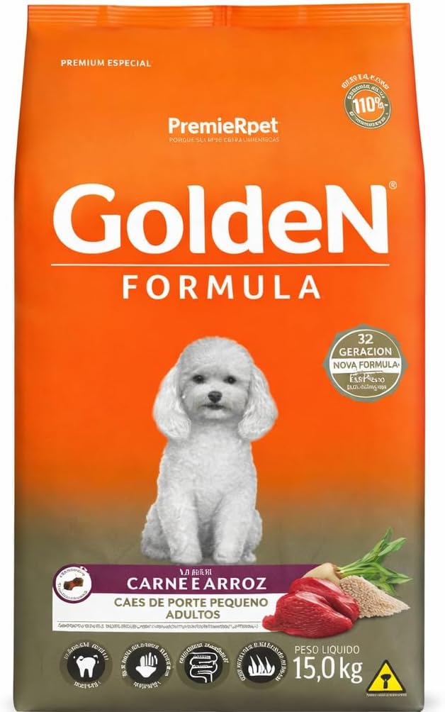 Premier Pet Ração Golden Fórmula Mini Bits Para Cães Adultos Pequeno Porte Sabor Carne E Arroz 3Kg Para Todas Pequeno Adulto