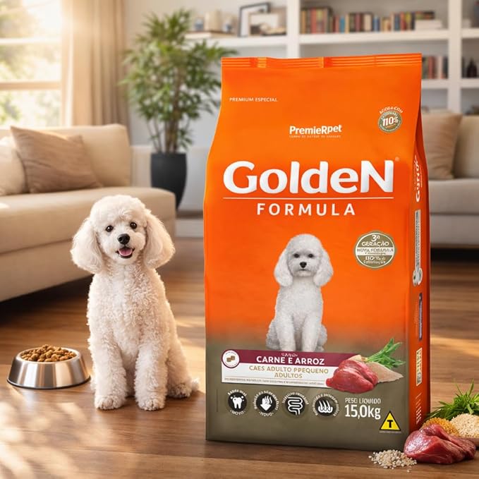 Premier Pet Ração Golden Fórmula Mini Bits Para Cães Adultos Pequeno Porte Sabor Carne E Arroz 3Kg Para Todas Pequeno Adulto - Imagem 2