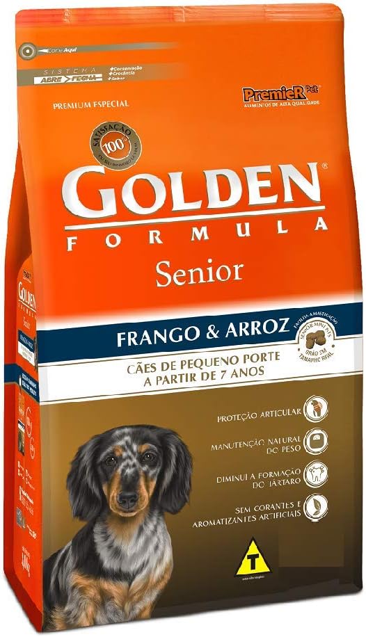 Ração Golden Fórmula Mini Bits Senior para Cães Adultos de Pequeno Porte Sabor Frango e Arroz, 10,1kg Premier Pet Para Todas Pequeno Idosos, - Imagem 3