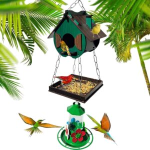 Casinha De Passarinhos Comedouro Bebedouro Para Beija-flores Livres (Verde)