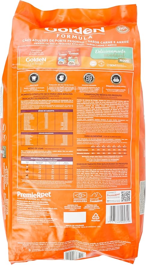 Ração Golden Fórmula Mini Bits para Cães Adultos Pequeno Porte Sabor Carne e Arroz, 15kg Premier Pet Para Todas Pequeno Adulto, - Imagem 2