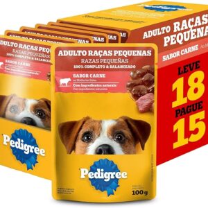 Pack Ração Úmida Pedigree Sachê Carne ao Molho para Cães Adultos de Raças Pequenas - Leve 18 Pague 15