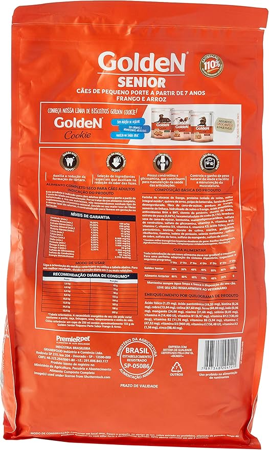 Premier Pet Ração Golden Fórmula Mini Bits Senior Para Cães Adultos De Pequeno Porte Sabor Frango E Arroz 3Kg Para Todas Pequeno Idosos - Imagem 2