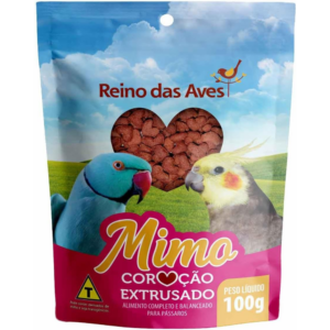 Petisco Mimo para Calopsita Ring Neck Periquito Agaporne Papagaio Cacatua Ração Extrusado Coração Coraçãozinho Sabor Beterraba