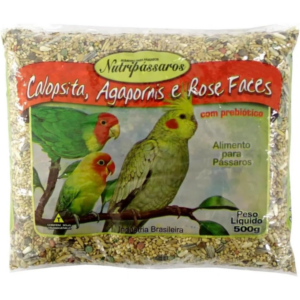 Ração para Pássaros Mistura para Calopsita, Agapornis e Rose Faces Nutripássaros-500g