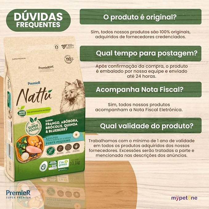 PremieR Pet Nattú Ração Seca para Cães Adultos Porte Pequeno Sabor Abóbora 10,1kg - Imagem 5
