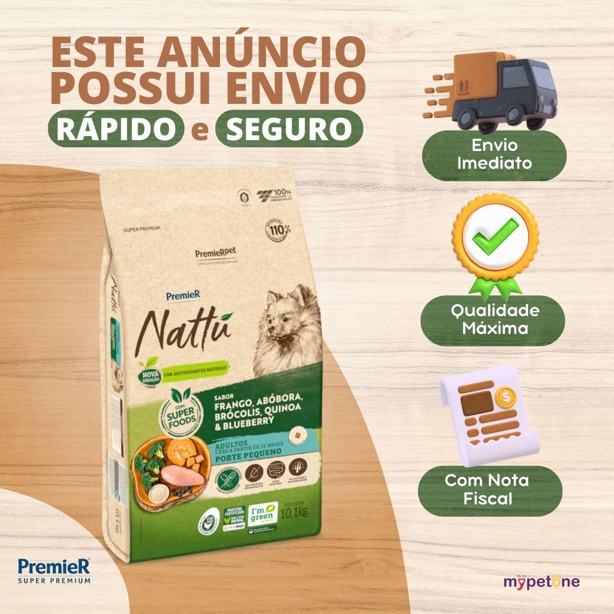 PremieR Pet Nattú Ração Seca para Cães Adultos Porte Pequeno Sabor Abóbora 10,1kg - Imagem 8