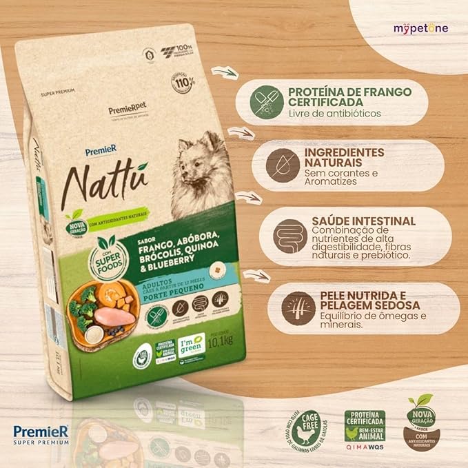 PremieR Pet Nattú Ração Seca para Cães Adultos Porte Pequeno Sabor Abóbora 10,1kg - Imagem 4