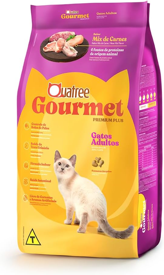 Ração Quatree Gourmet para Gatos Adultos Sabor Mix de Carnes