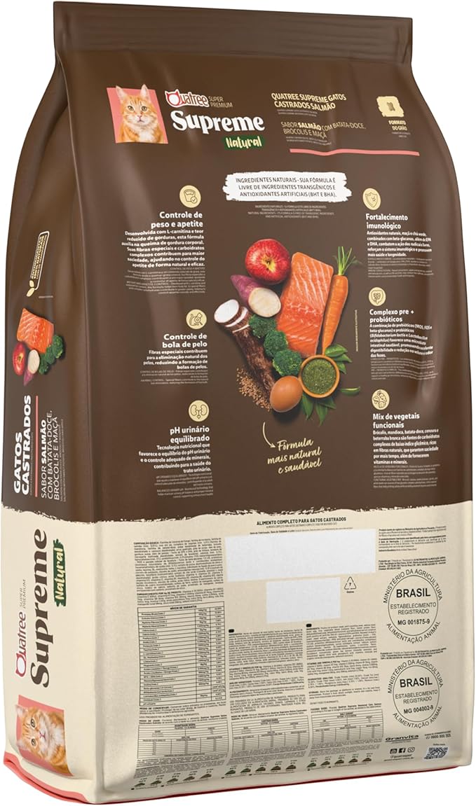 Quatree Supreme Ração para Gatos Castrados Salmao 10.1kg - Imagem 2
